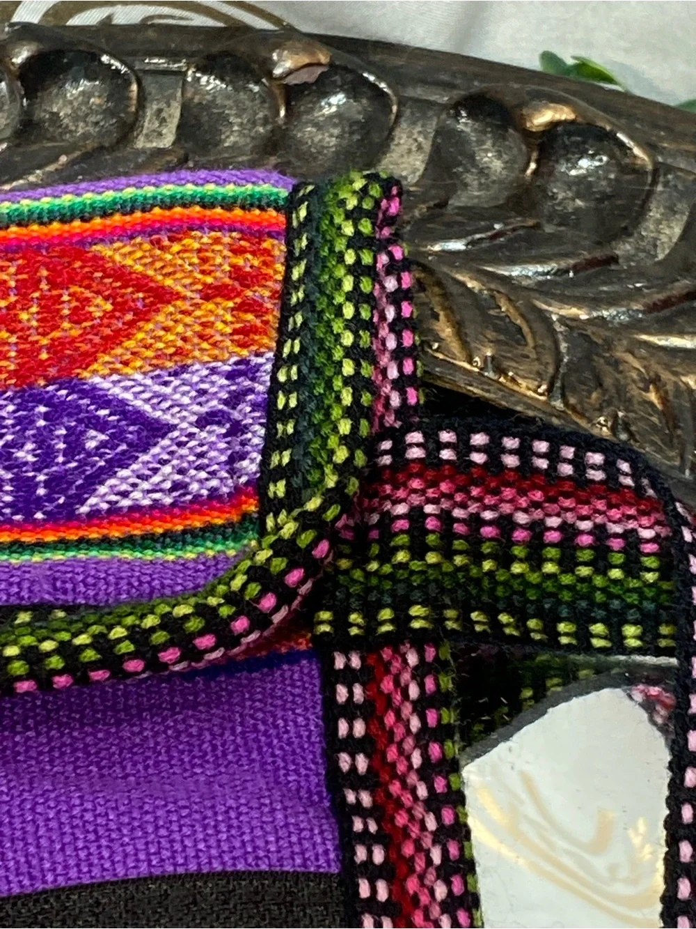 Handwoven Purple Crossbody Bag with Colorful Fringe